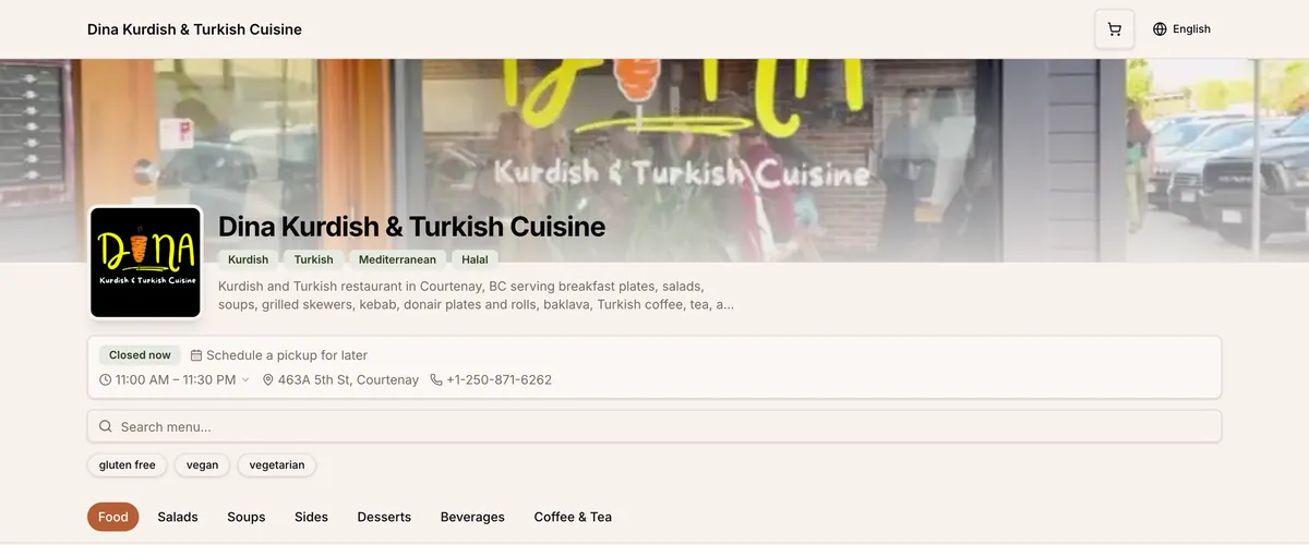 Dina Kurdish & Turkish Cuisine — ordering site