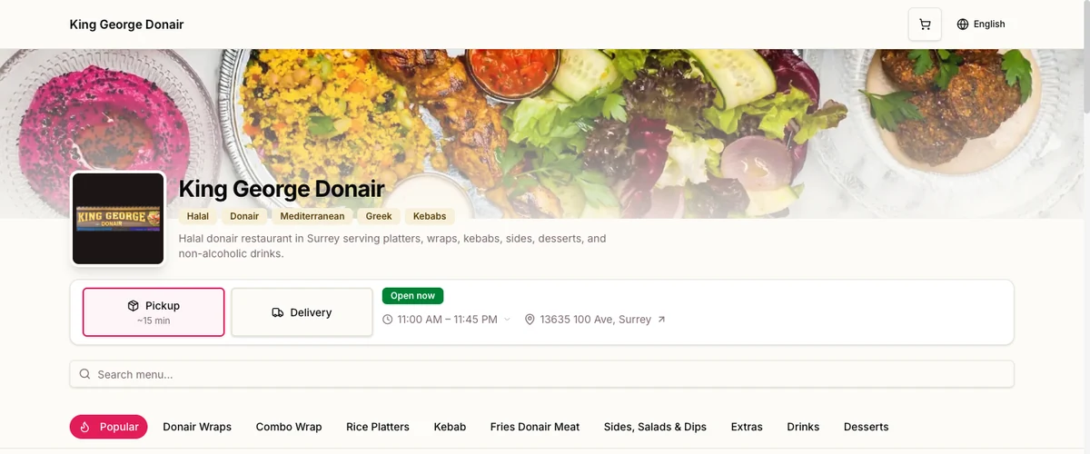 King George Donair — ordering site